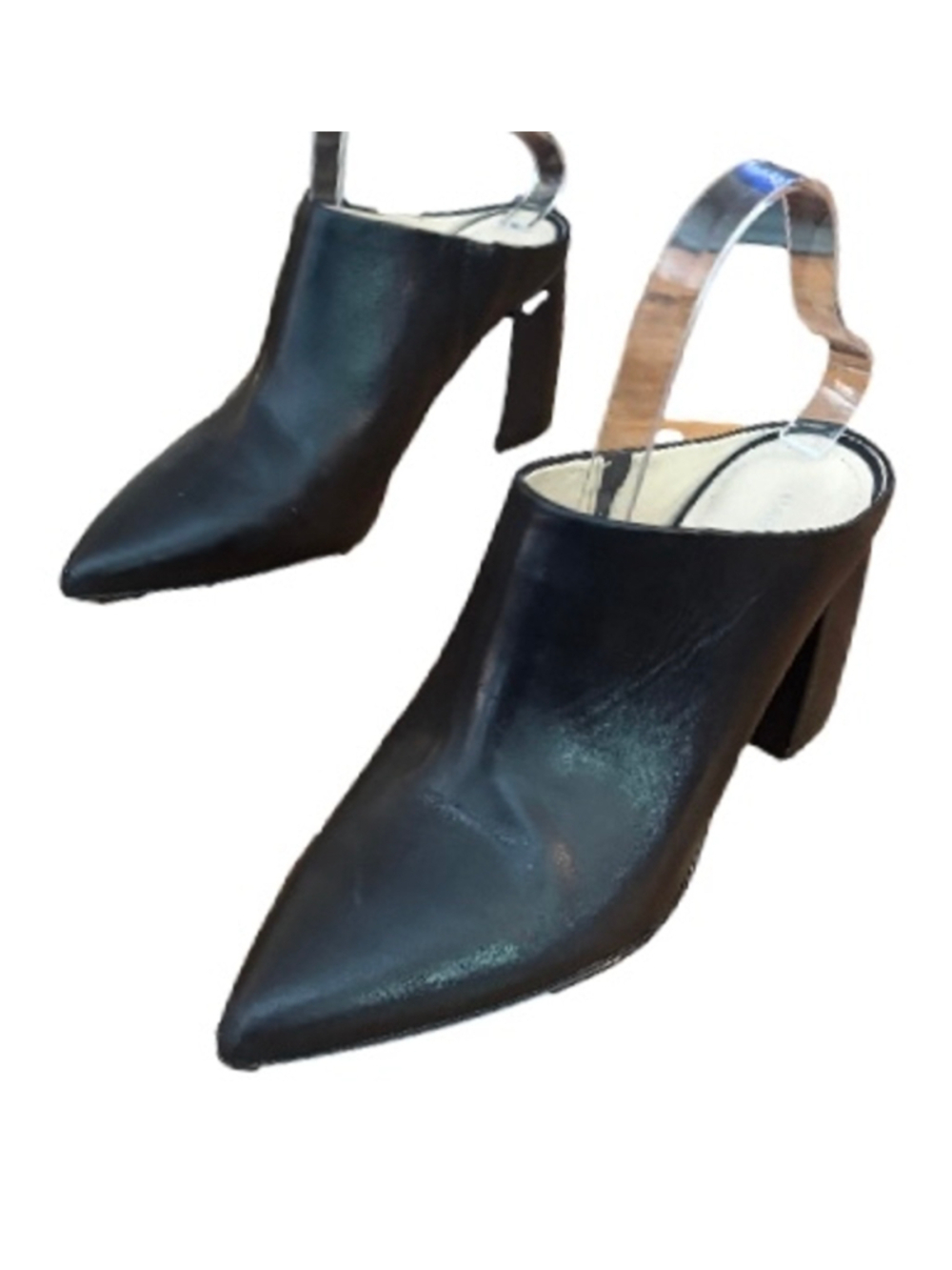 Marc Fisher Fragni 3” block heel blk mules SZ 8 Mobwife office siren